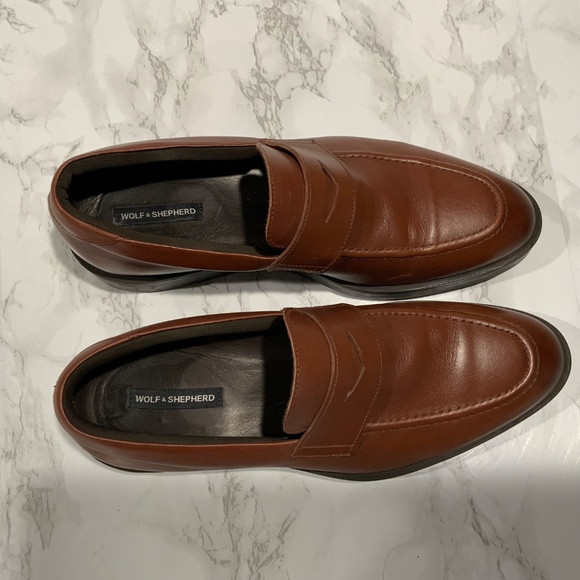 Wolf & Shepherd Sz 10 Mens Closer Saddle Brown Leather Luxury Dress Loafers main image 4